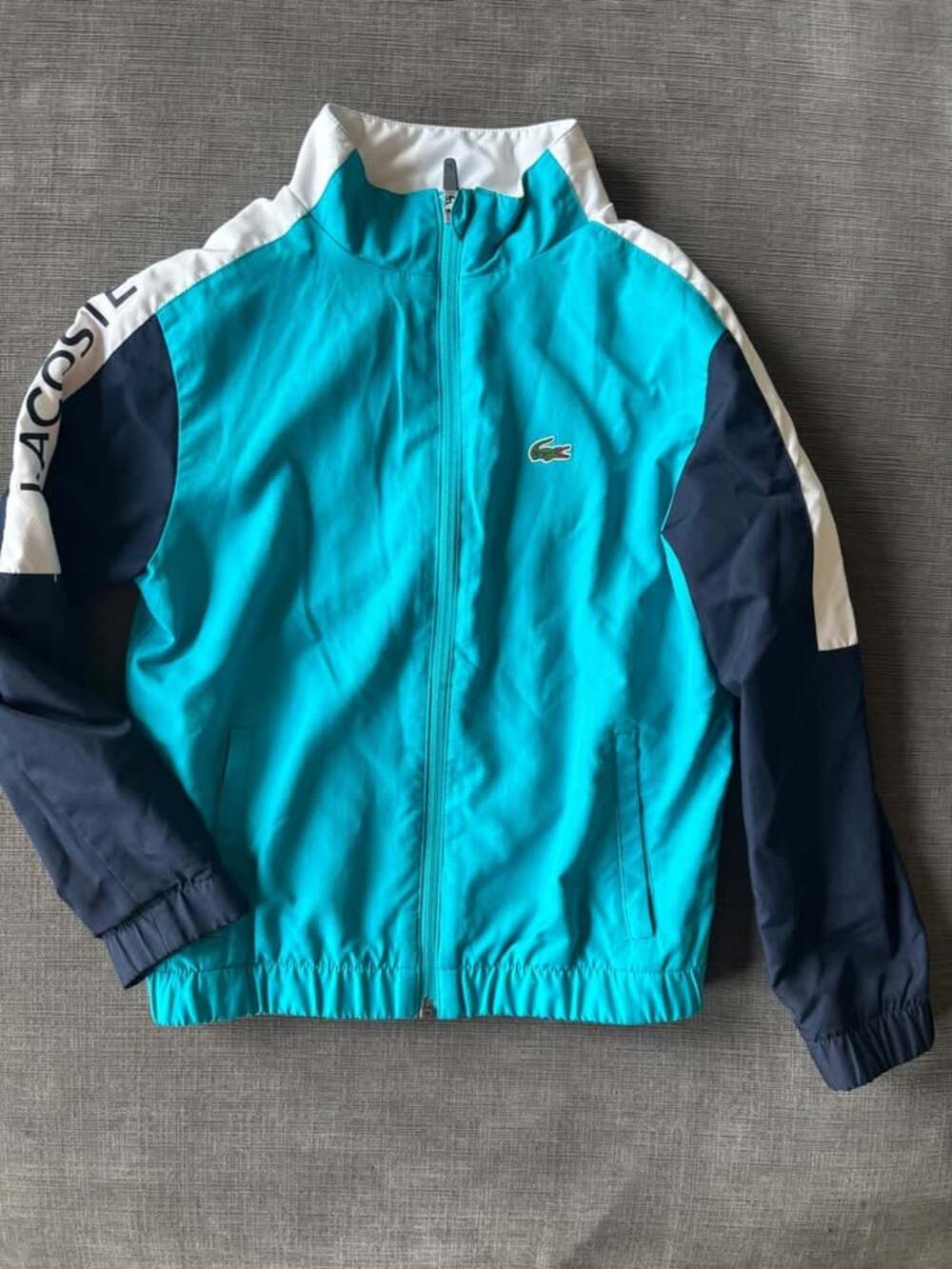 Lacoste SPORT Youth Size 8 Light Colourblock Tracksuit Jacket Cuba Blue Navy